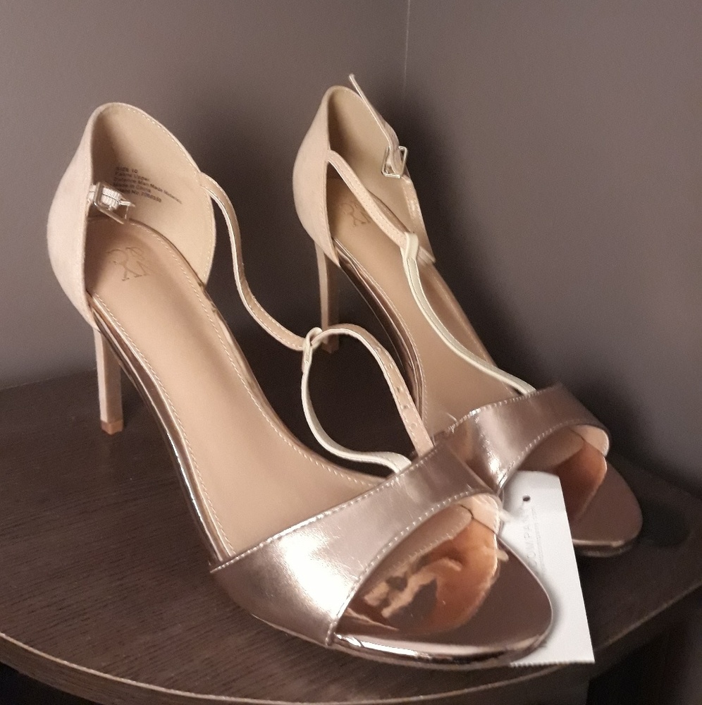Bronze baby strappy heels